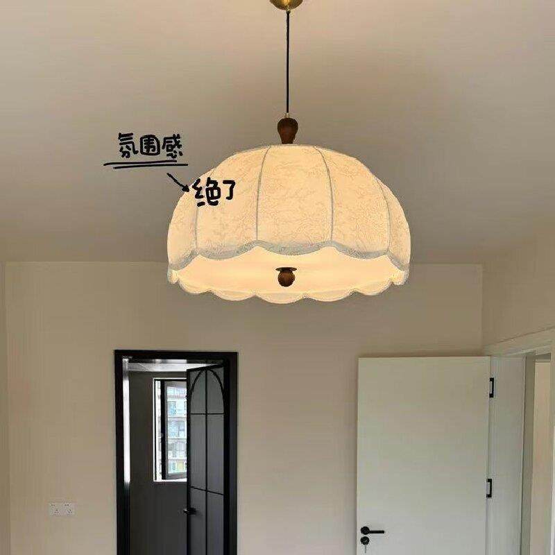 全光谱法式复古卧卧室灯吊欧北侘寂中古风布艺书房客厅563主餐厅