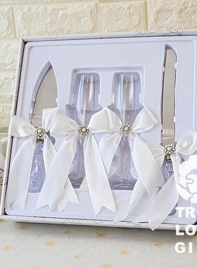 爱高婚庆酒杯刀叉4件套装档蛋糕刀槟心杯厂APN家香直销