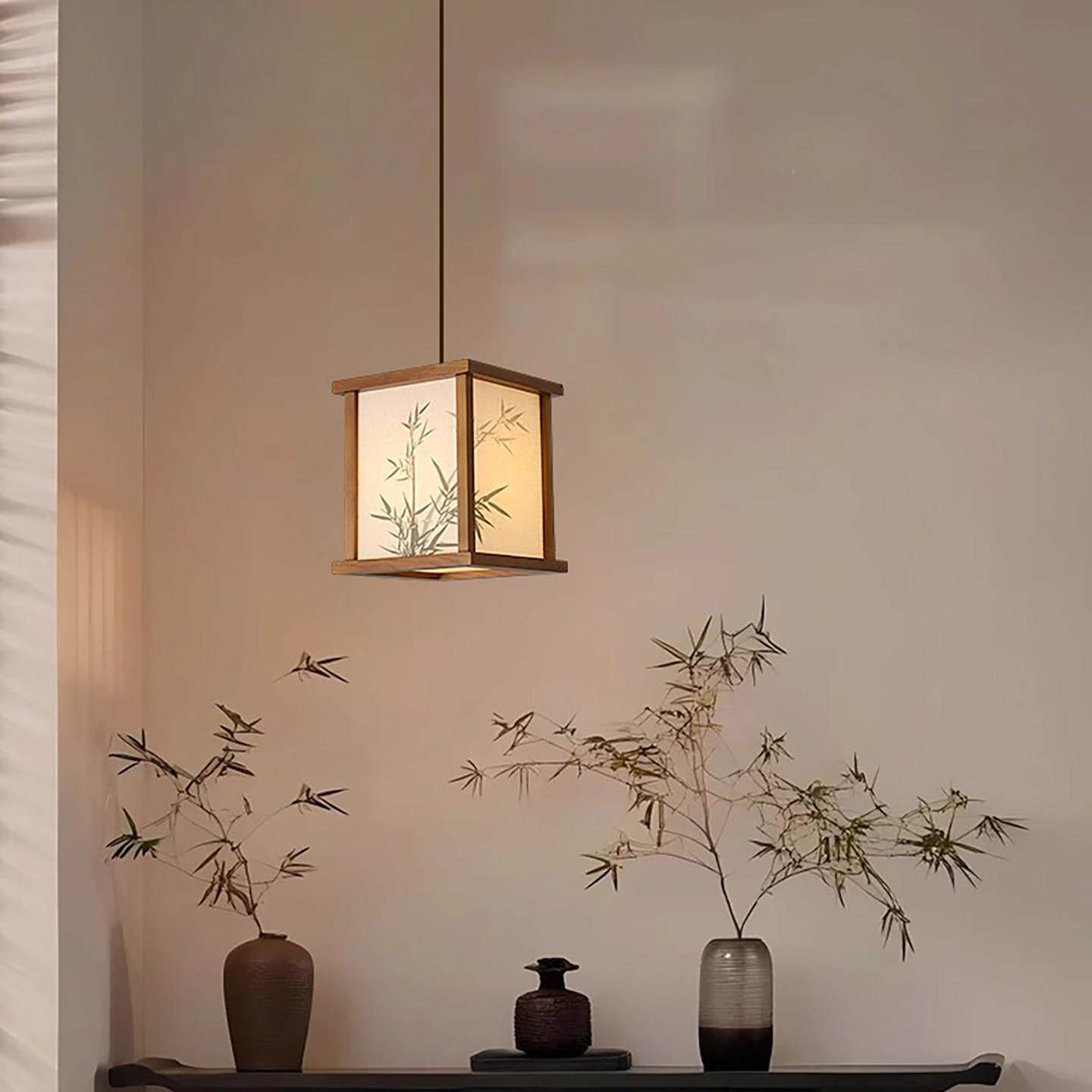 新式中禅吊灯复古风木宋代美学卧室床头吊灯茶室餐厅灯具意吧台实