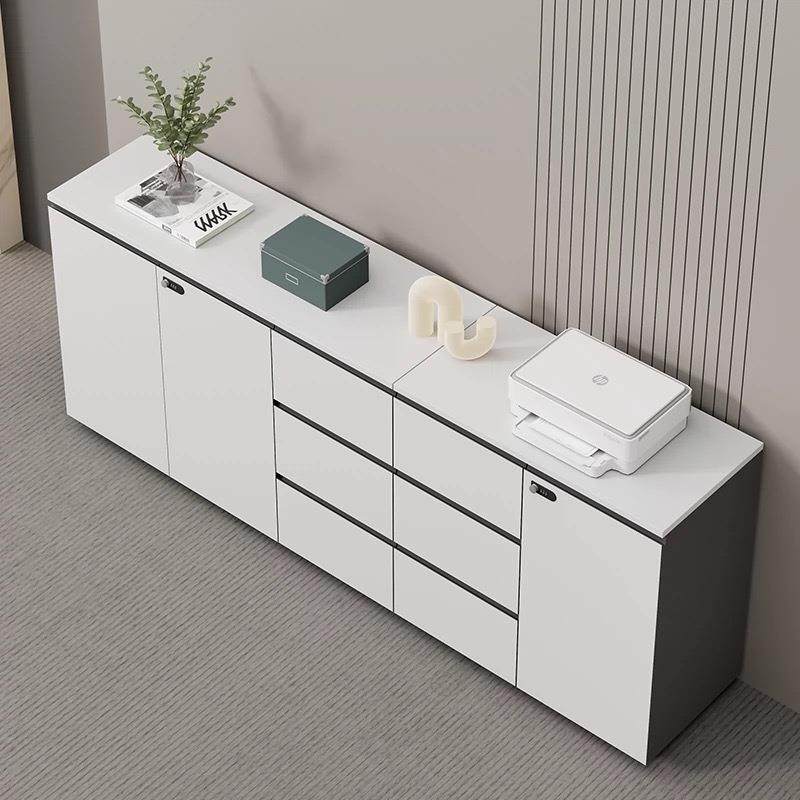 矮AEH柜件带柜办公柜多门柜文简约现代资料柜木储质抽屉茶水柜锁