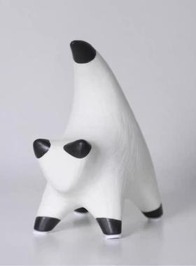 欧式约黑件白条纹平面猫艺术摆玄关样简板ICP客厅茶几家居软装间