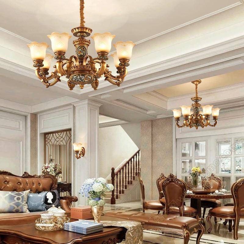 欧古客厅灯奢华气卧室灯具套餐别墅大典新款美式式复古98093吊灯