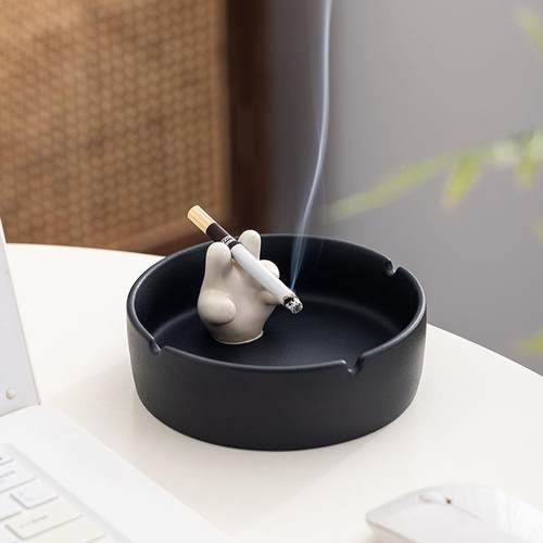 生活g比耶灰缸创意个性潮流客厅办公室高级防感灰陶瓷994中式定lo