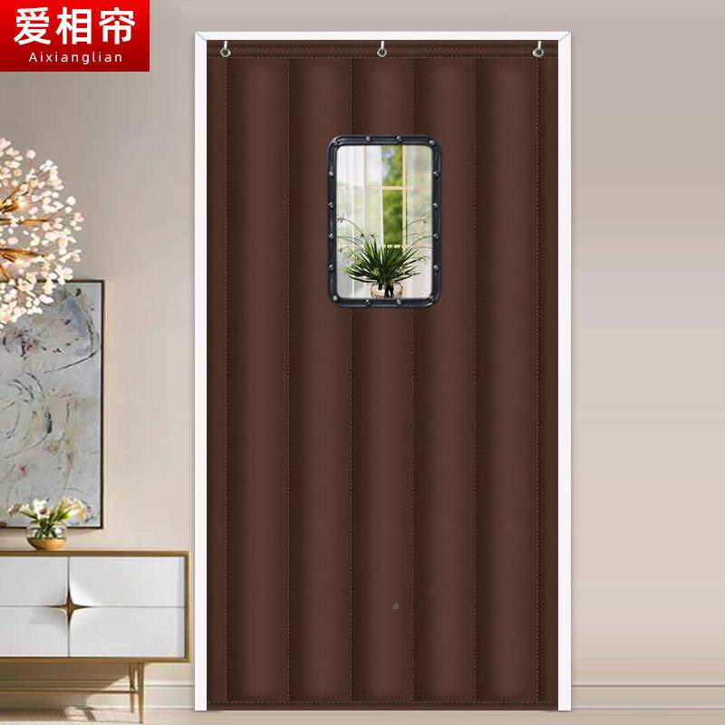 空调门帘冬厚季保暖保温加水帆棉门帘子MD皮革门帘隔音布家防用