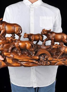 仿木五牛旺财家居摆件开牛务气天办公室装饰品商乔五牛旺财迁冲业