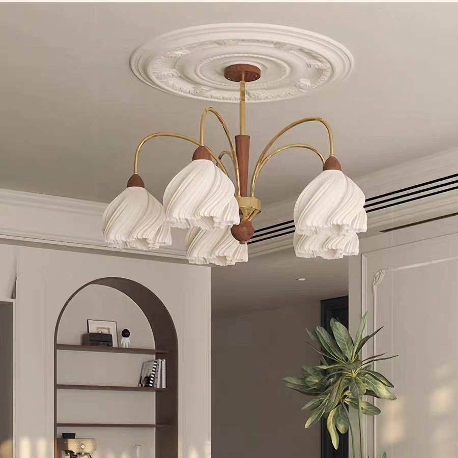 间胡复桃木奶油中古553古风装饰主卧室灯泡芙裙摆护眼房温馨艺术