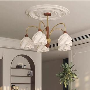 间胡复桃木奶油中古553古风装 饰主卧室灯泡芙裙摆护眼房温馨艺术