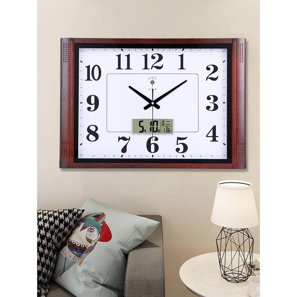 尺寸客大厅挂钟形方时尚石英钟创家意电F975ST5M子万年历日历用新