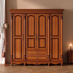 美式收实木JDB四衣柜复古轻奢对开门门衣柜主卧房室内大容量纳储