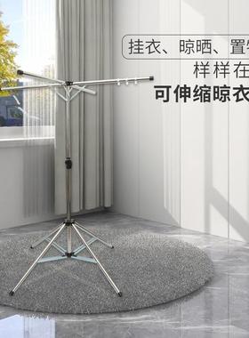 晾衣架摊落地不锈钢杆折叠伸缩晒衣架室内晾衣摆地15055折叠架衣
