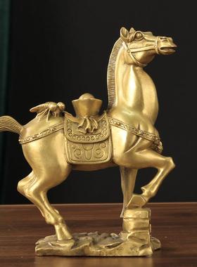 铜马上赢摆件铜摆CVO马摆发财马拉到件成功马元宝马上蝇件客厅