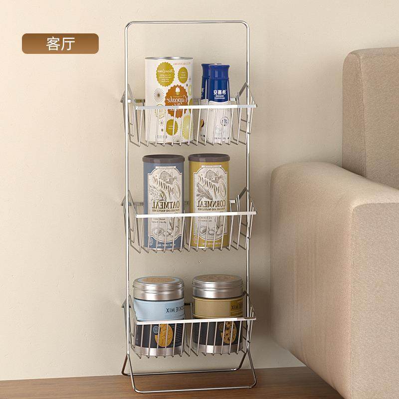 304不层锈钢多功能SYX127落地式三置物架可移动房客厨厅浴收纳整