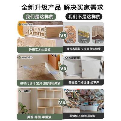 实木书学生家柜用靠儿童书厅架落地置物架客带柜门储G573D-6物柜