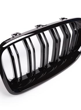 适用亮于宝马5系亮黑中网10中网装黑F58011双F线中网F1改8双杠格