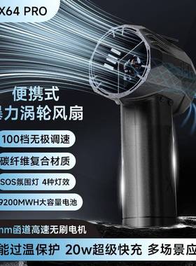 iniX64PRO暴力涡轮风扇64mm金属函道M无电机16氛围灯无极调刷速