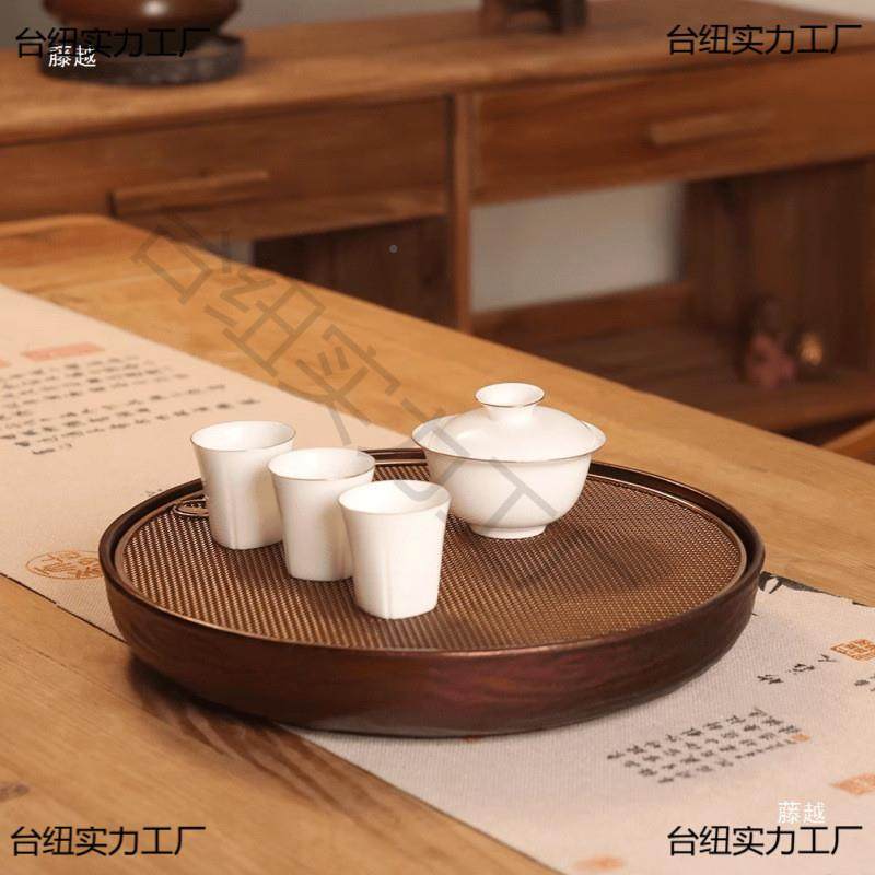 20EKm22XiS盘25新款家用圆形不钢茶盘电木底奢沥水茶托轻干泡锈储
