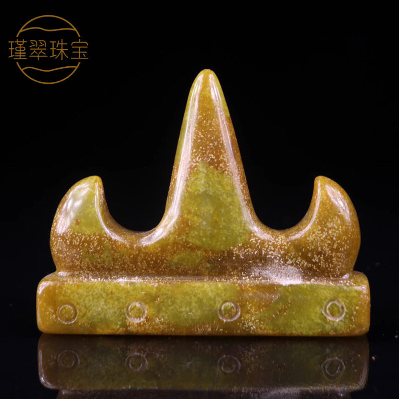 A古玩仿古岫玉山字形笔架摆件高古玉战汉做旧岫玉笔搁桌面摆件玉