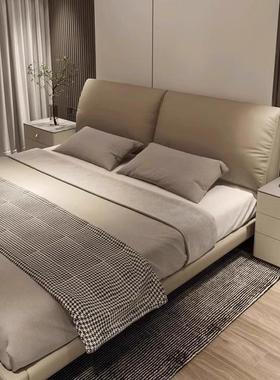 现代型简约大象耳FIR皮床主卧1.8米双人床小户1.5米单人纳帕室皮