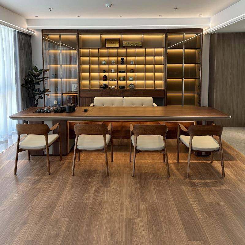 新中北茶美黑胡桃木桌端实木式大班台泡XYT高茶现代简约一体老板,商业/办公家具,茶台/茶桌,淘宝优惠券,粉丝福利购,淘宝优惠卷