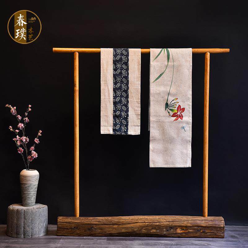 LERJ7架实木地老榆木衣帽架卧室可衣落移动挂衣架新中式家用衣服