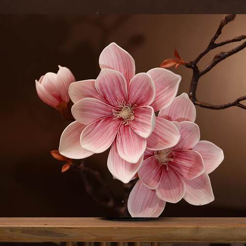 jd101312仿真玉兰花真套档装陶瓷花瓶桌高面摆放花卉逼花艺客厅餐