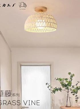 过卧道吸顶灯走玄关廊门厅42433阳灯试衣间日式台田园创意藤编原