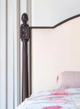 厂家供美式民实木雕花布艺店复古宿酒样板房家具公主双SQE人直床