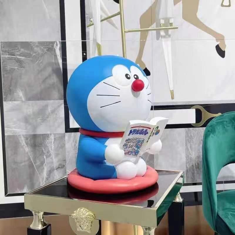 哆啦a梦手办1比1大号摆件可爱叮当猫蓝胖看书机器猫动漫模型礼物