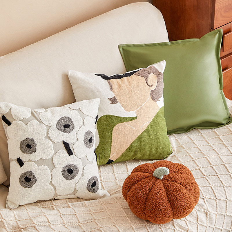 俞小白简约复古抱枕套印花流苏抱枕客厅卧室床头靠垫护腰办公靠枕