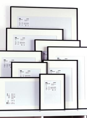 黑色相框挂墙A4证书A3执照框架4K8k50x7060x90窄画框装裱海起起