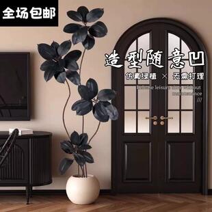 仿真黑金刚橡皮树客厅大盆栽高级室内大型仿生绿植办公室装饰植物