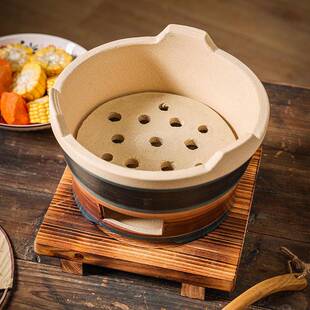 沙锅火锅中式陶土打边炉泥火锅酷彩炉+家用木煲炭炉港式炭子炉碳