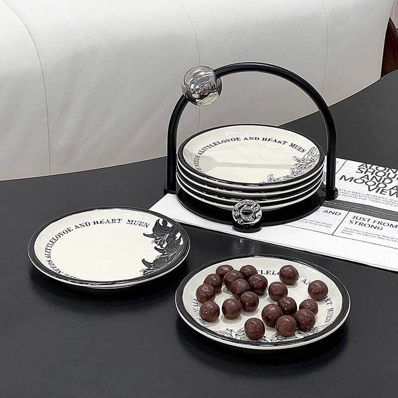 轻奢小碟陶瓷骨套装设计感水风多用途碟子墨家用水果盘可做MGR乔