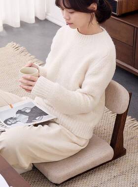 飘窗实人沙发懒椅家用靠榻背久坐舒服椅子木阳台休闲矮凳79914榻