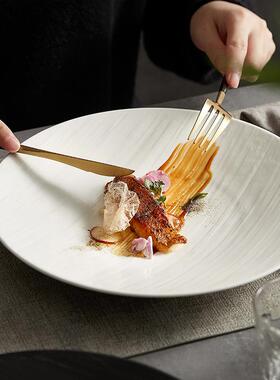 盘子盘高级感奢菜盘家用白色陶HJE早瓷餐创意高轻档酒店西餐牛排