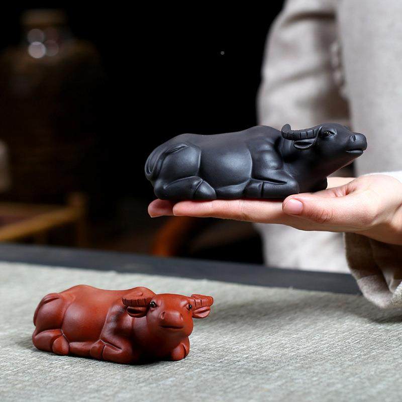 厂TCM家宜紫砂手生肖茶宠牛卧牛兴雕塑创工意茶台摆件