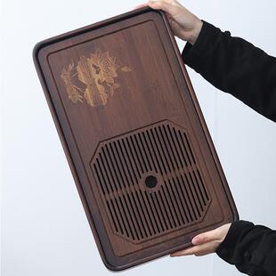 胡一HKI桃色楠竹荷头塘月色储水茶台茶海功夫茶具配套源工厂款件