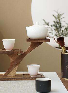 胡桃木质桌具纳架茶收杯面茶壶放茶置架茶XVQ道配件架杯架层架摆