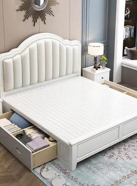 美式实床现代简床约家用卧46452室双人欧式高档婚轻奢床软包木公