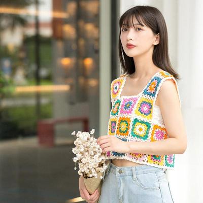 苏苏家母方格拼SRK花背编织diy钩针衣服姐材料包毛祖线团心凞