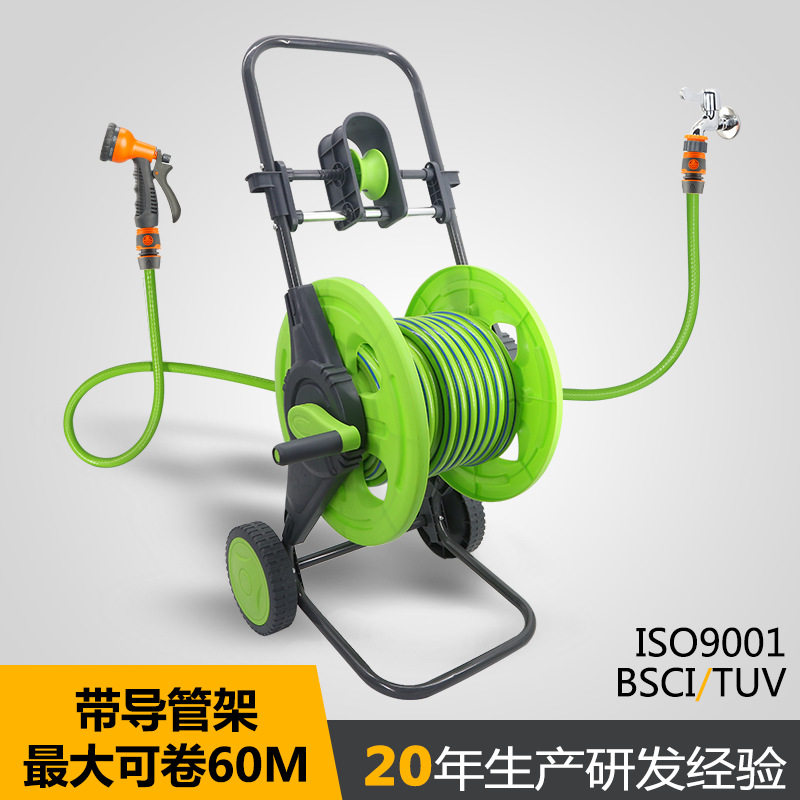 跨境新款手推式水管车园林园艺花园浇花水管收纳车家用洗车水管车