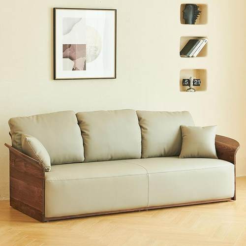 黑胡桃木全实木沙发客厅北欧现代简约真皮原木家具新中式沙发极简