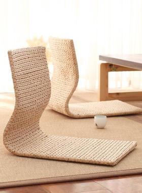 W6草编榻榻米靠背椅家用懒人卧室宿舍床上座椅飘窗无腿日式坐地椅