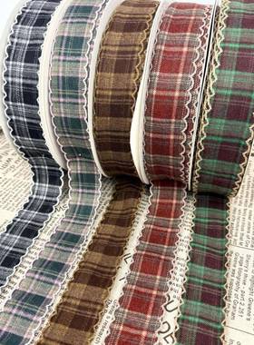 现货格子织带毛呢织JQT格子勾边带服辅料装饰礼品包装装IDY复古