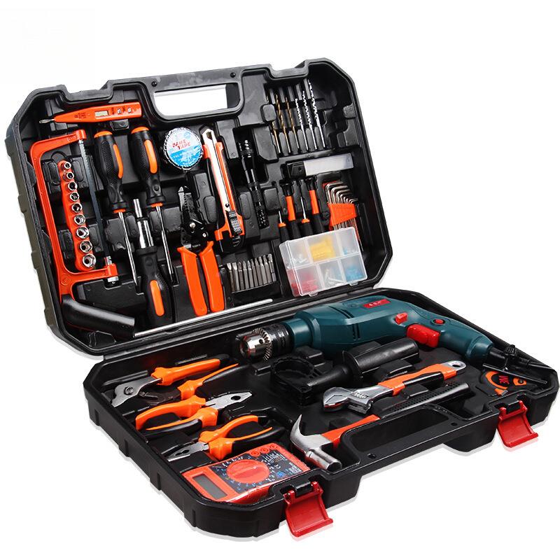 维家用五具箱多功能家用五金工具套工装金修工具927冲击钻手电钻