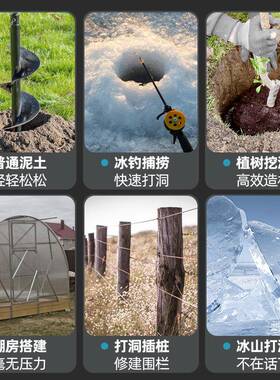 锂电电大功电动地钻充挖坑机种率树UPI打洞机果农用种植钻孔打园