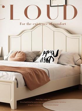 北欧白色实格床VRN木奶油风储物现代简约婚床奢双人床主卧公主轻