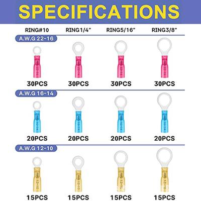 260PCS盒装圈状热缩RAY端子预绝缘圈接线端子铜压接端状子