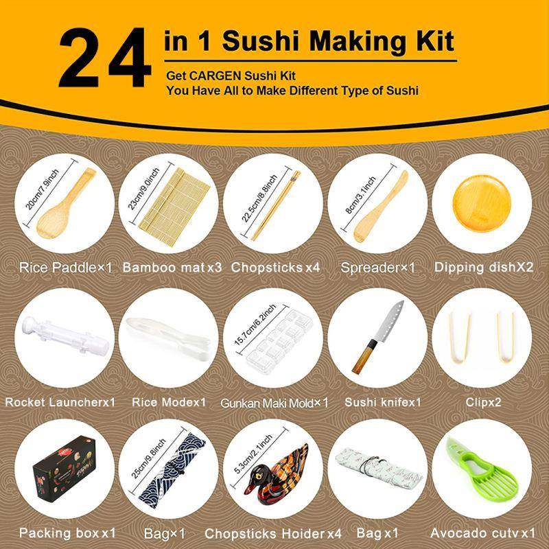 家用厨寿司模具TAR套装4件房套圆形2寿司筒竹制卷合帘组紫菜包饭