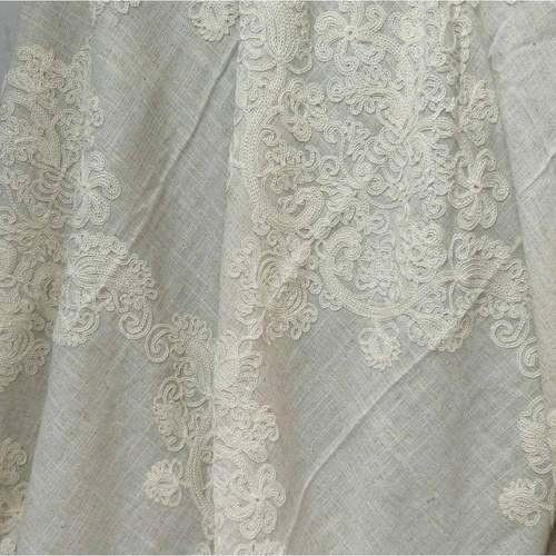 EG1811020-270V03L粘亚麻底布绣链条绣EG-18101撞-色绣花布刺绣面